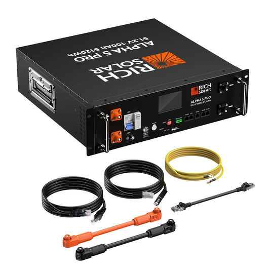 Rich Solar 2 ALPHA 5 PRO | 51.2V 100Ah LiFePO4 Battery | Premium 48V Server Rack Lithium Battery for Residential, Commercial, RVs, Off-Grid | 7,000 Lifetime Cycles | 10 Year Warranty | UL1973, UL9540A Certified RS-B5121P-2