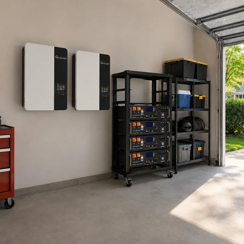 Load image into Gallery viewer, Growatt 6kW Split-Phase Off-Grid Solar Power System | 20.48kWh Wiren U5 Battery Bank {BNDL-GR005}
