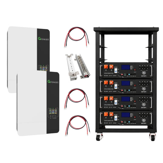 Growatt 6kW Split-Phase Off-Grid Solar Power System | 20.48kWh Wiren U5 Battery Bank {BNDL-GR005}