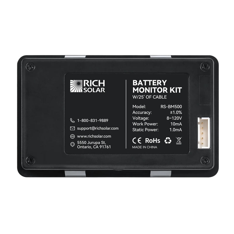 Load image into Gallery viewer, Rich Solar 500 Amp Battery Monitor with Shunt | 8~120V 500A Battery Monitor with Shunt | Accurate Battery Status Monitor | Easy to Use RS-BM500
