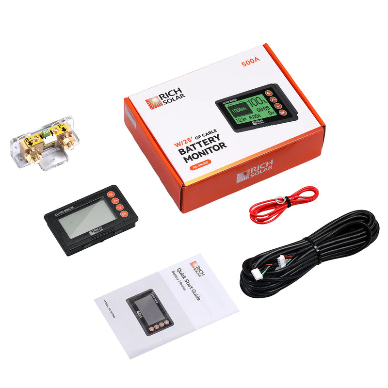 Load image into Gallery viewer, Rich Solar 500 Amp Battery Monitor with Shunt | 8~120V 500A Battery Monitor with Shunt | Accurate Battery Status Monitor | Easy to Use RS-BM500
