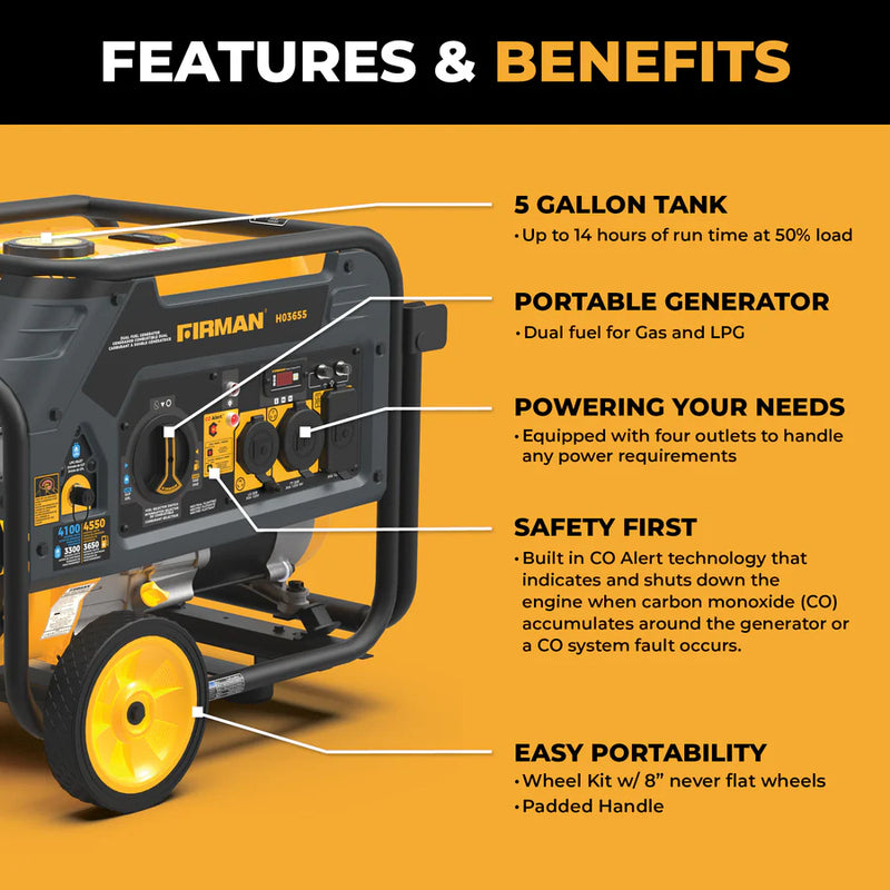 Load image into Gallery viewer, Firman Dual Fuel Portable Generator 4550/3650W Recoil Start h03655
