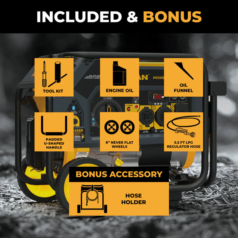 Load image into Gallery viewer, Firman Dual Fuel Portable Generator 4550/3650W Recoil Start h03655
