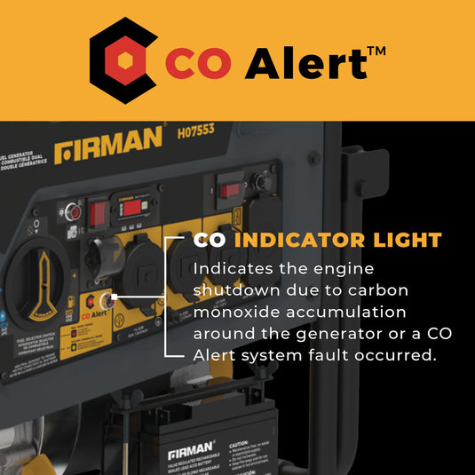 Firman Dual Fuel Portable Generator 9400W Electric Start 120/240V with CO Alert h07553
