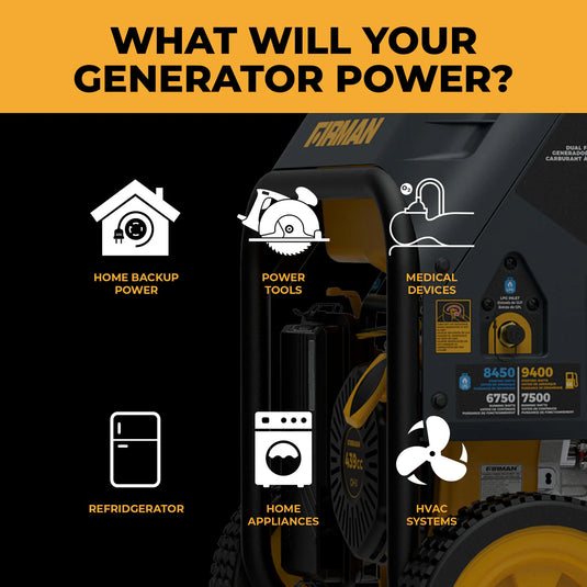 Firman Dual Fuel Portable Generator 9400W Electric Start 120/240V with CO Alert h07553