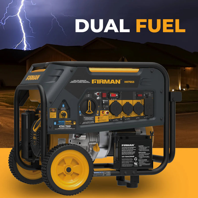 Load image into Gallery viewer, Firman Dual Fuel Portable Generator 9400W Electric Start 120/240V with CO Alert h07553
