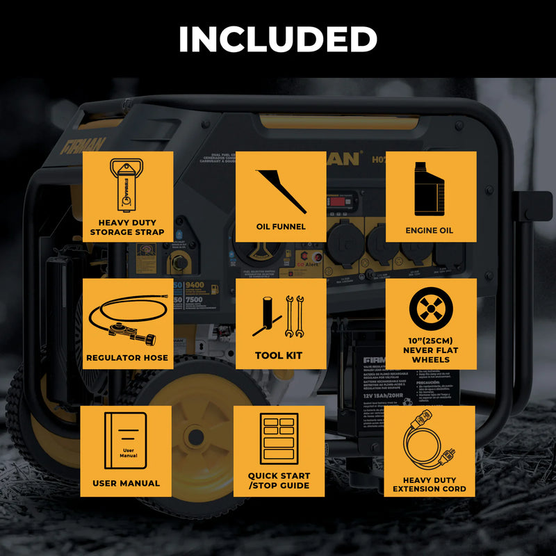 Load image into Gallery viewer, Firman Dual Fuel Portable Generator 9400W Electric Start 120/240V with CO Alert h07553
