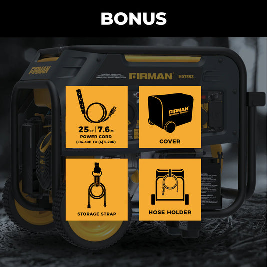 Firman Dual Fuel Portable Generator 9400W Electric Start 120/240V with CO Alert h07553