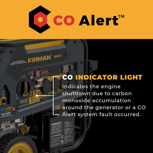 Firman Dual Fuel Portable Generator 10000W Electric Start 120/240V with CO alert h08052