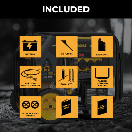 Firman Dual Fuel Portable Generator 10000W Electric Start 120/240V with CO alert h08052