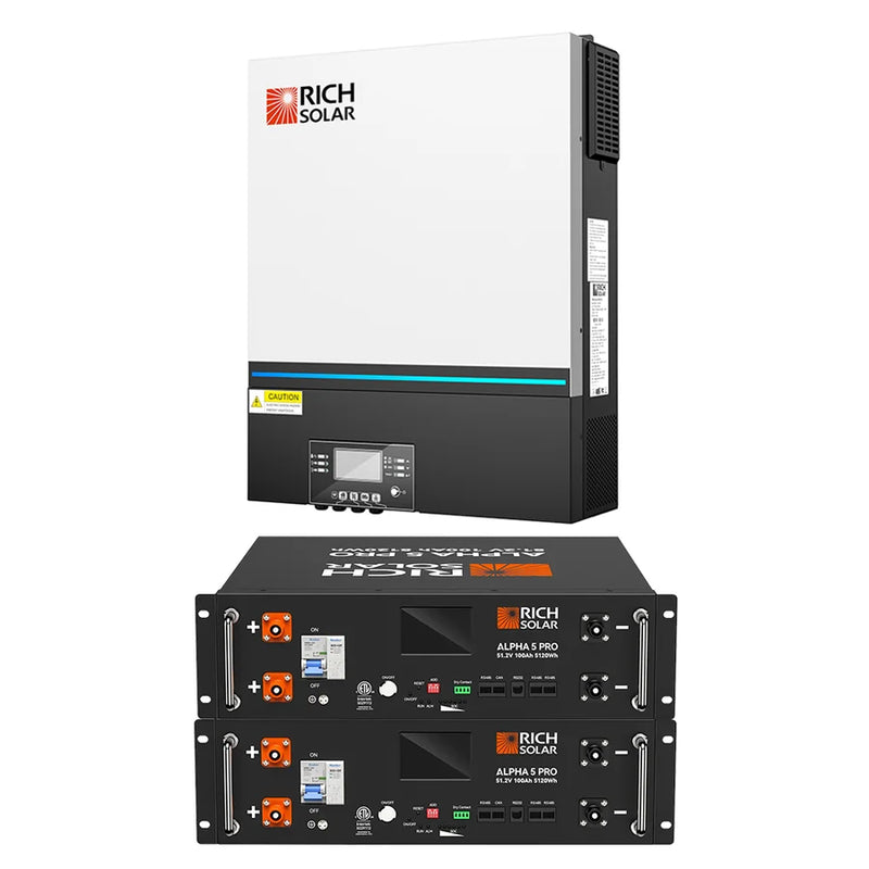 Load image into Gallery viewer, Rich Solar NOVA 6548 + 2X ALPHA 5 PRO | 6500 Watt (6.5kW) 48 Volt Off-Grid Hybrid Solar Inverter | Premium 6500W 48V Hybrid Inverter for Campers, Cabins, Tiny Homes, ADUs, RVs, Off-Grid | UL Certified RS-BKN65AP1 (Copy)
