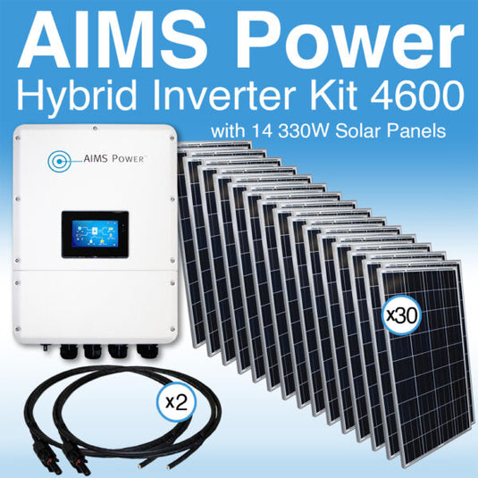 Aims KIT Hybrid Pure Sine Inverter Charger & Solar Panels 4.6 kW Inverter Output, 4620 Watts Solar Panels  KITHY46SOL330