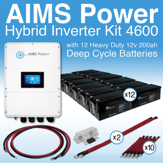 Aims KIT Hybrid Pure Sine Inverter Charger & Battery Bank 4.6 kW Inverter Output | 28,800 Watt Hour Battery Bank KITHY4612BAT