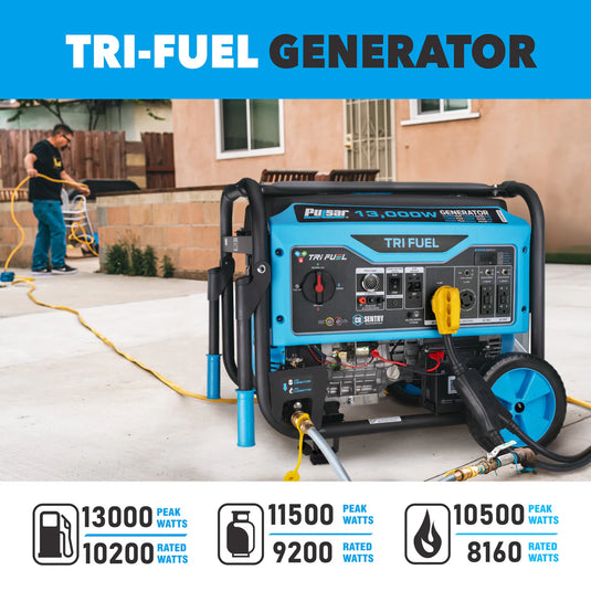 Pulsar 13,000 Watt Tri-Fuel Portable Generator with CO Sentry PG13000TRCO
