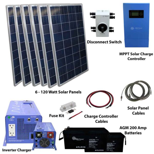 Load image into Gallery viewer, Aims Solar Kit 720 W Solar | 1000 W Pure Sine Inverter Charger | 400 A Batteries KITB-1K12120-B1-1
