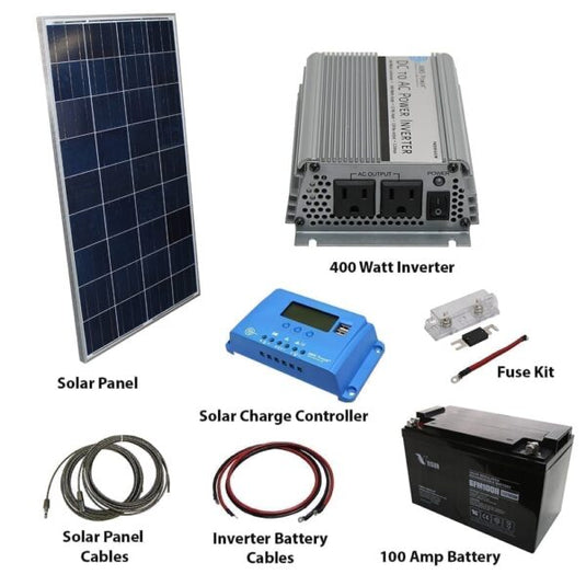 Aims Solar Kit 120 W Solar | 400 W Inverter | 100 A Battery KITB-40012120-A1