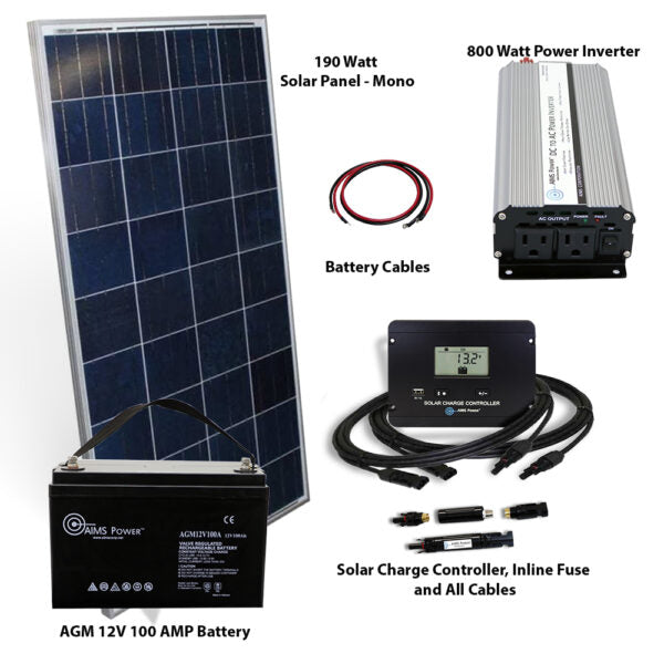 Load image into Gallery viewer, Aims Solar Kit 190 W Solar | 800 W Inverter | 100 A Battery KITD-800W190W
