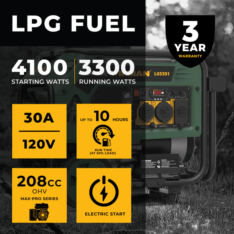 Load image into Gallery viewer, Firman LPG Portable Generator 4100W Electric Start l03391 - Backup Generator Store
