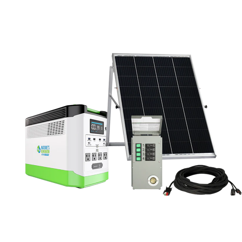 Load image into Gallery viewer, Nature's Generator Lithium 1800 Solar Generator + 100W Solar Panel + 4-Circuit Transfer Switch NGLGNAUP
