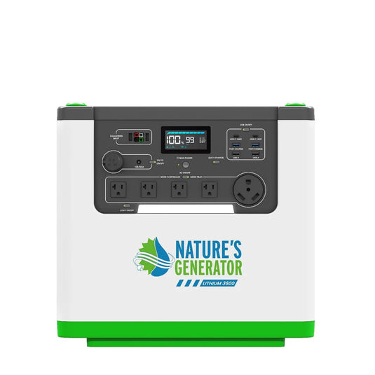 Nature's Generator Lithium 3600 Solar Generator + Power Pod + 4X 410W Solar Panel + Transfer Switch NGL36PTPRP