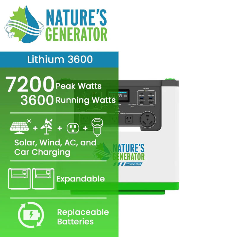 Load image into Gallery viewer, Nature's Generator Lithium 3600 Power Station NGLGN36
