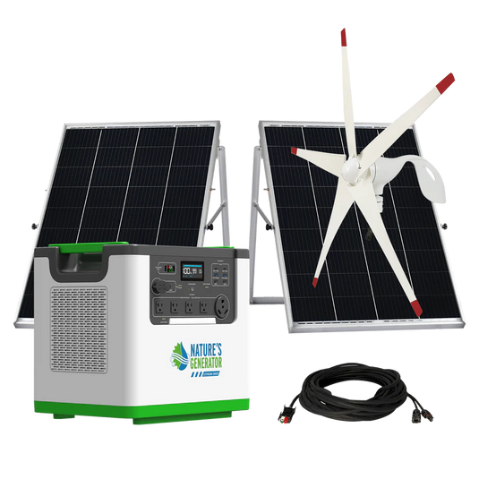 Nature's Generator Lithium 3600 Solar+ 2X 100W Rigid Panel + Wind Turbine NGL36AUW
