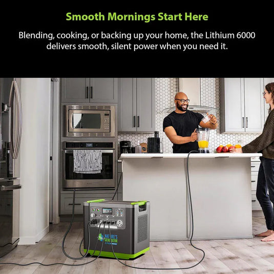 Nature's Generator Lithium 6000 + Power Pod + 2X 410W Solar Panels and Wind Turbine NGLSXPTPW