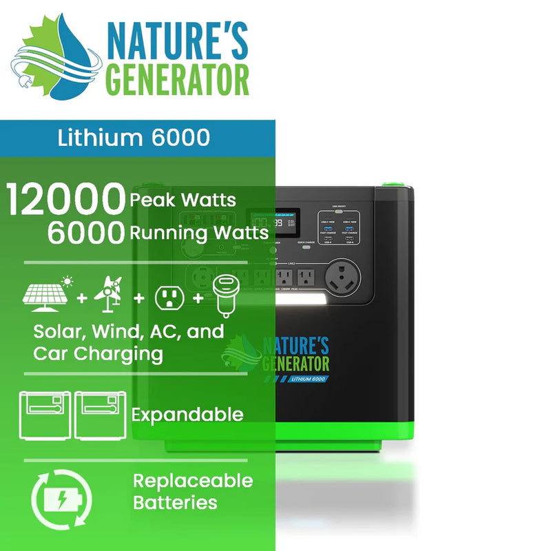 Load image into Gallery viewer, Nature's Generator Lithium 6000 Power Station + Power Pad NGLGNSX
