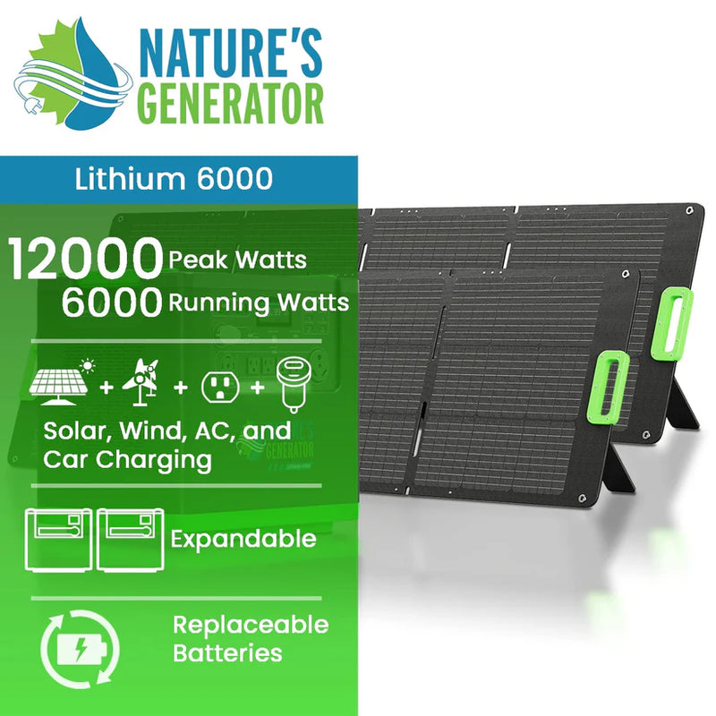 Load image into Gallery viewer, Nature's Generator Lithium 6000 with 2X 410W Solar Panel NGLSXAUP
