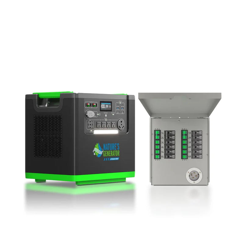 Load image into Gallery viewer, Nature's Generator Lithium 6000 and 12-Circuit 30A Transfer Switch NGLGNSXP
