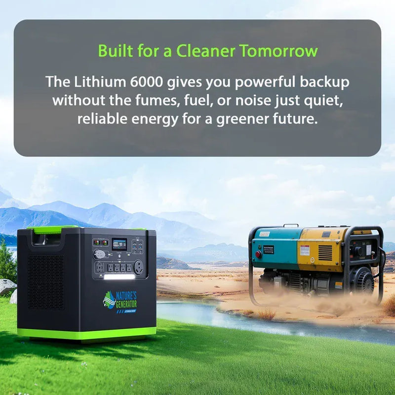 Load image into Gallery viewer, Nature's Generator Lithium 6000 + Power Pod + 2X 410W Solar Panels and Wind Turbine NGLSXPTPW

