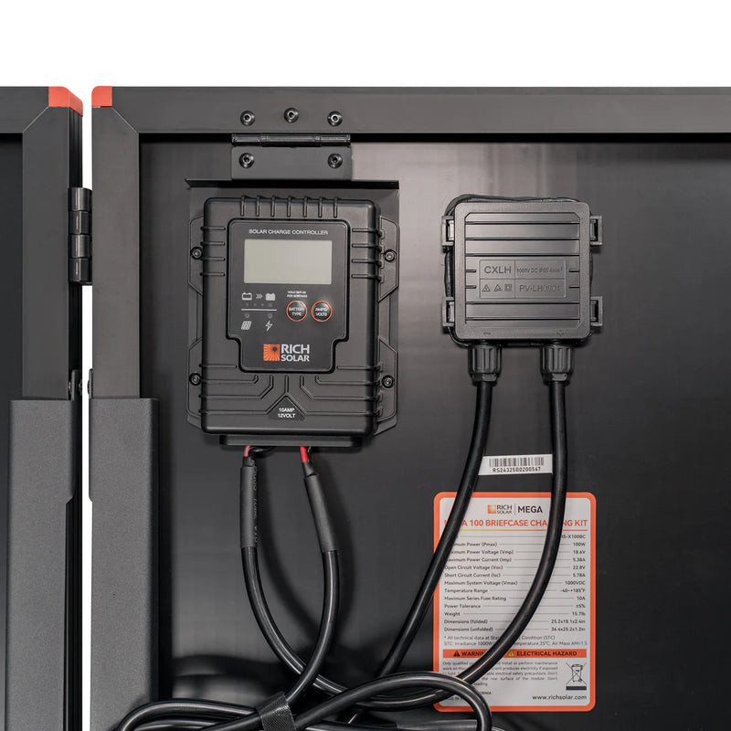 Load image into Gallery viewer, Rich Solar MEGA 100 Portable Briefcase Charging Kit | 100 Watt Portable Solar Panel | Premium 12V Portable Solar Panel for Generators, Boats, Power Stations | High Efficiency RS-X100BC
