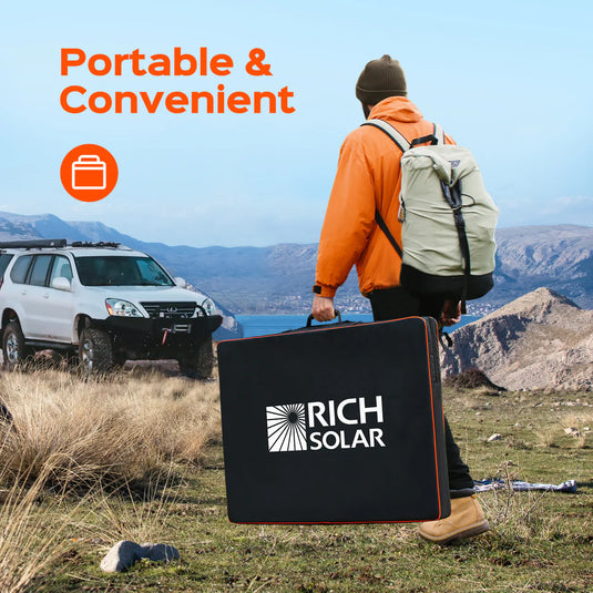 Rich Solar MEGA 200 Portable Briefcase Solar Panel | 200 Watt Portable Solar Panel | Powerful 12V Portable Solar Panel for Generators, Power Stations, Campers | High Efficiency RS-X200B