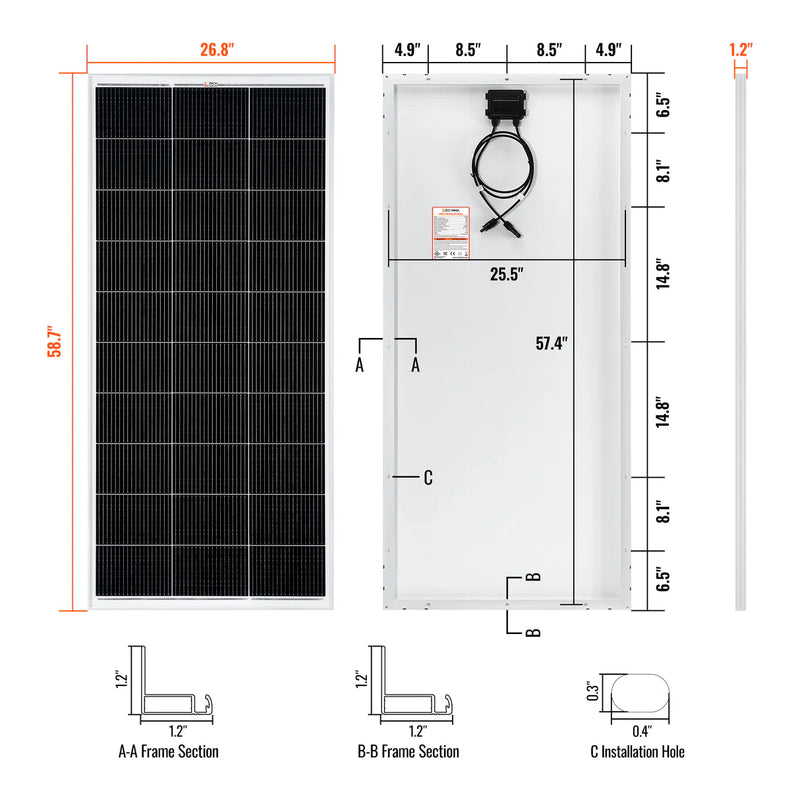 Load image into Gallery viewer, Rich Solar MEGA 200 | 200 Watt Solar Panel | Premier 12V Off-Grid Solar Panel for RVs Cabins, Boats | 25-Year Output Warranty RS-M200
