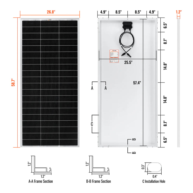 Load image into Gallery viewer, Rich Solar MEGA 200 PRO | 200 Watt 24 Volt Solar Panel | Premium 24V Off-Grid Solar Panel for RVs, Trailers, Cabins | 25-Year Output Warranty RS-M200P
