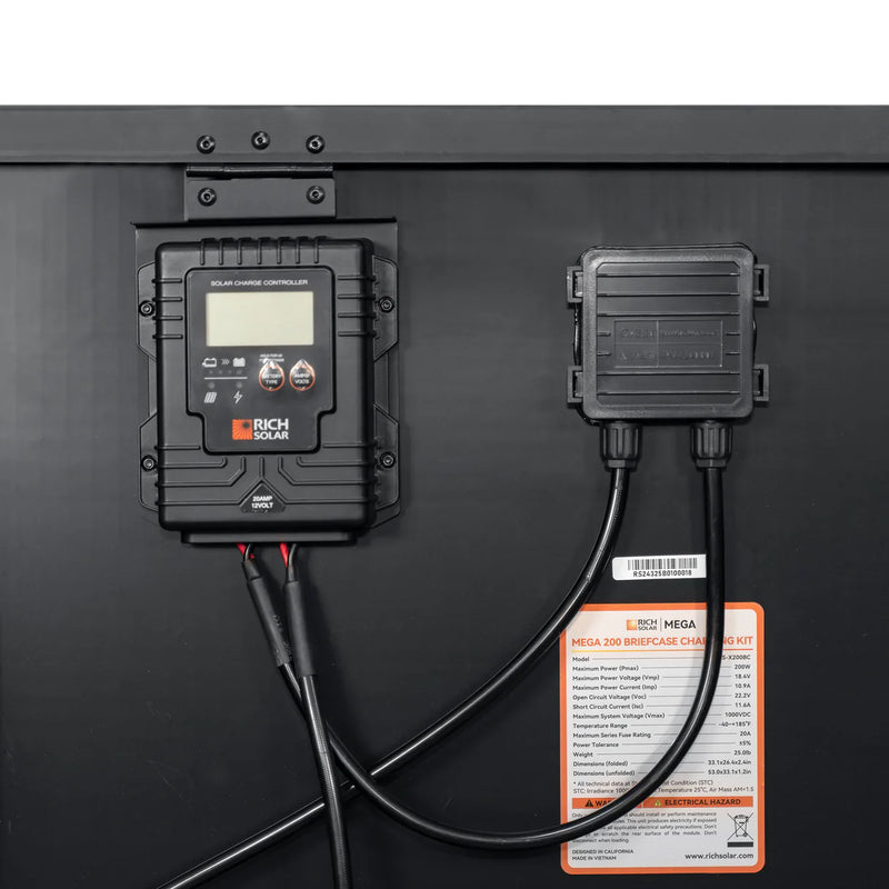 Load image into Gallery viewer, Rich Solar MEGA 200 Portable Briefcase Charging Kit | 200 Watt Portable Solar Panel | Premium 12V Portable Solar Panel for Generators, Vans, Campers | High Efficiency RS-X200BC
