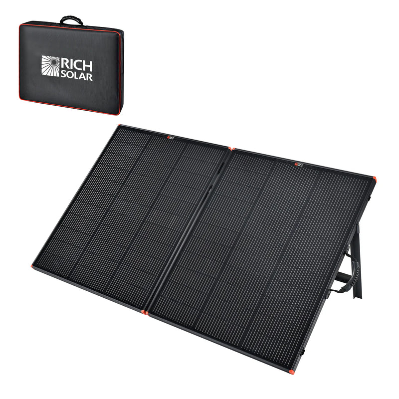 Load image into Gallery viewer, Rich Solar MEGA 200 Portable Briefcase Solar Panel | 200 Watt Portable Solar Panel | Powerful 12V Portable Solar Panel for Generators, Power Stations, Campers | High Efficiency RS-X200B

