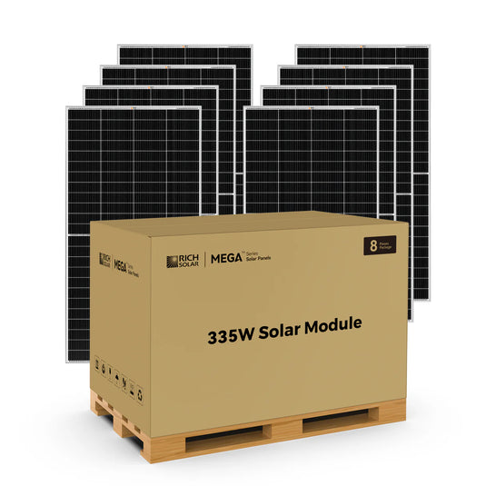 Rich Solar MEGA 335 PRO SILVER | 335 Watt Solar Panel | Premium Grid-tie or Off-grid Solar Panel for Residential, Commercial, Agriculture | 25-Year Output Warranty RS-M335P-10