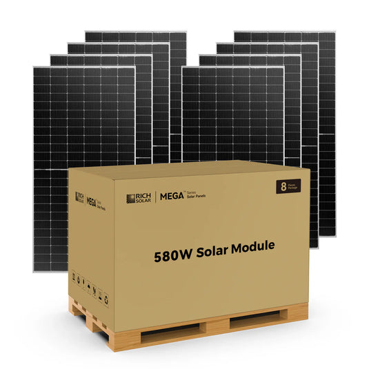 MEGA 580 BIFACIAL | 580 Watt Bifacial Solar Panel | Premium Grid-tie or Off-grid Solar Panel for Residential, Commercial, Agriculture | 25-Year Output Warranty RS-M580BF-8
