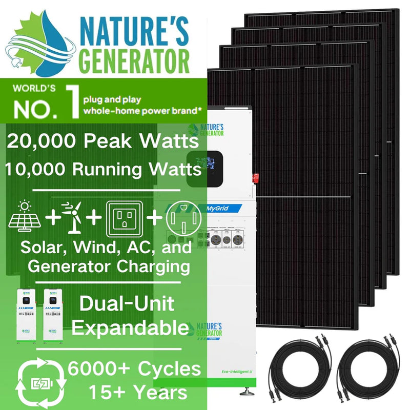 Load image into Gallery viewer, Nature's Generator MyGrid 10K Solar Generator for Home + Solar Battery  NGMGTNPTA
