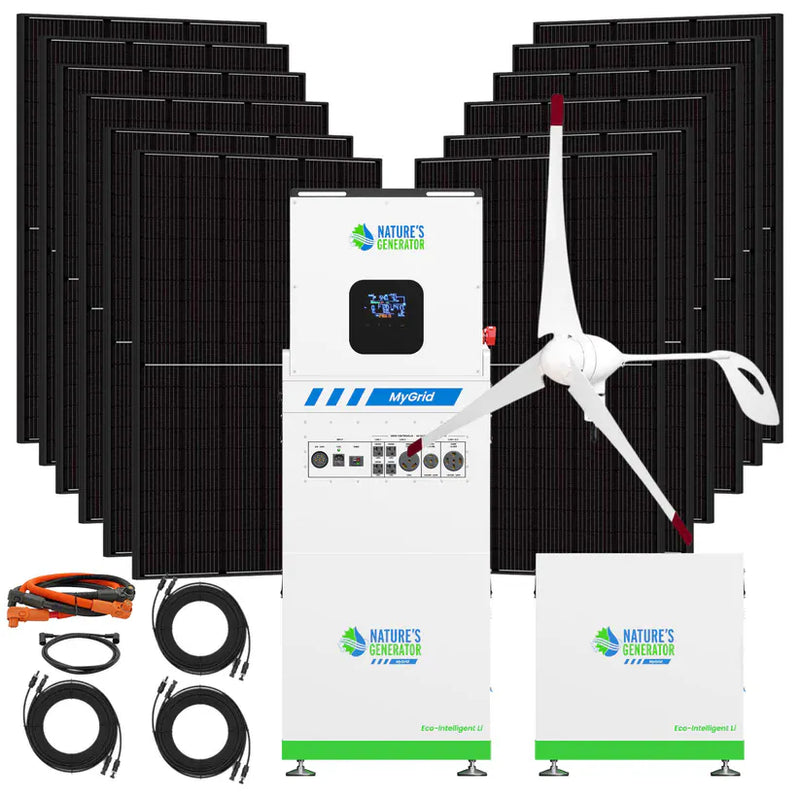 Load image into Gallery viewer, Nature's Generator MyGrid 10K Solar Generator + Solar Battery+ 12X 410W Rigid Solar+ 350W Wind Turbine NGMGTNAUWA (Copy)
