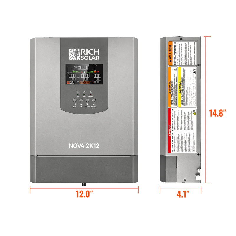 Load image into Gallery viewer, Rich Solar NOVA 2K12 | 2000W 12V Pure Sine Wave Inverter with Built-in Transfer Switch | UL458 Certified for RVs, Campers, Trailers, Vans RS-V2P12TS
