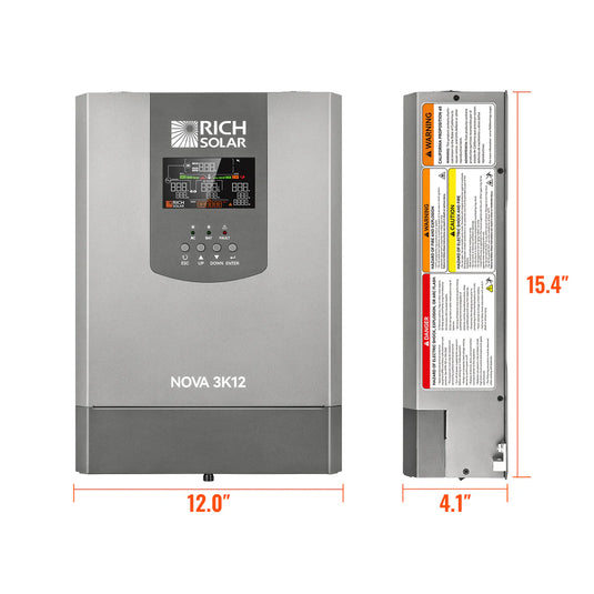 Rich Solar NOVA 3K12 | 3000W 12V Pure Sine Wave Inverter with Built-in Transfer Switch | UL458 Certified for RVs, Campers, Trailers, Vans RS-V3P12TS