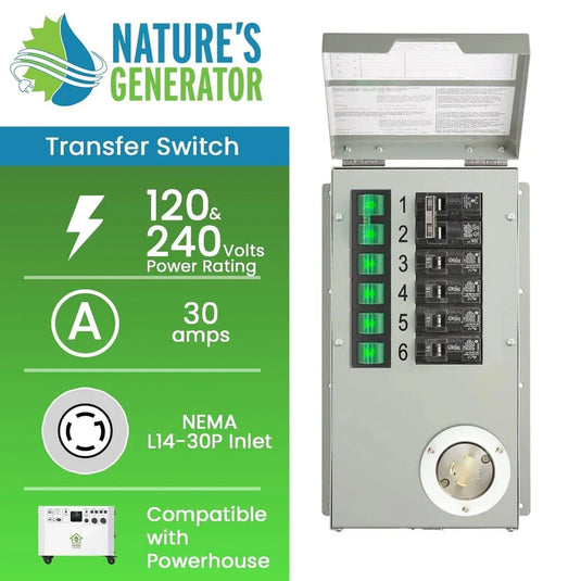 Nature's Generator 120V/240V 30A 6-Circuit Non-Automatic Transfer Switch NGPHPTK