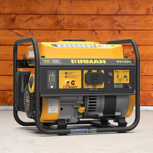 Firman Gas Portable Generator 1500/1200W Recoil Start with CO alert p01204