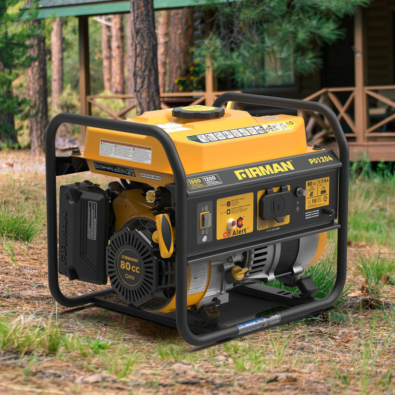 Load image into Gallery viewer, Firman Gas Portable Generator 1500/1200W Recoil Start with CO alert p01204
