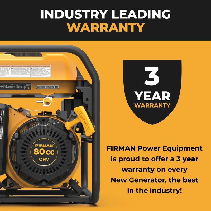 Load image into Gallery viewer, Firman Gas Portable Generator 1500/1200W Recoil Start with CO alert p01204
