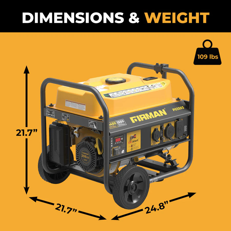 Load image into Gallery viewer, Firman Gas Portable Generator 4450W Recoil Start 120V with CO alert p03503 - Backup Generator Store
