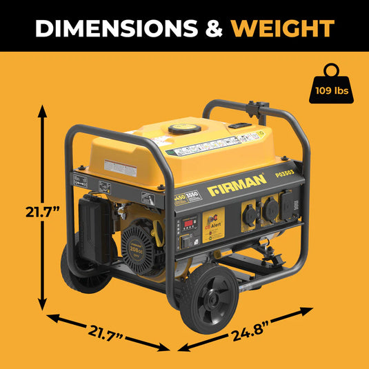 Firman Gas Portable Generator 4450W Recoil Start 120V with CO alert p03503 - Backup Generator Store