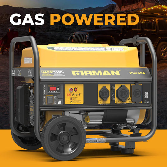 Firman Gas Portable Generator 4450W Recoil Start 120V with CO alert p03503 - Backup Generator Store